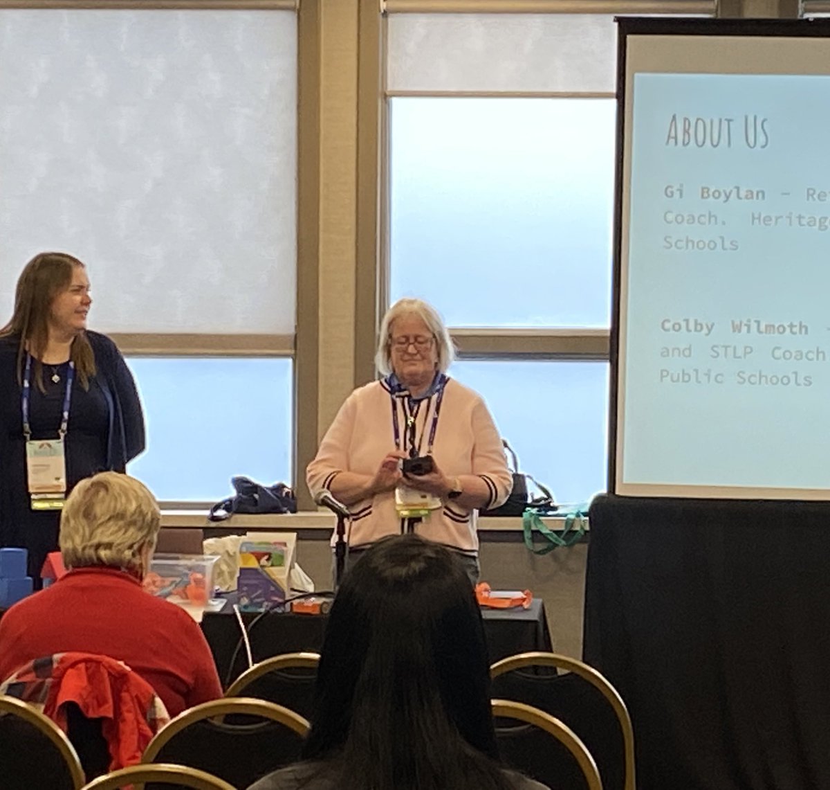 Nice to start the day with friends! <a href="/ColbyWilmoth/">Colby Wilmoth</a> and Gi Boylan are sharing about using robots in elementary libraries and <a href="/STLPKentucky/">STLP Kentucky</a> <a href="/JCPS_LMS/">JCPS Library Media Services Department</a> <a href="/shelbycountysch/">Shelby Co Schools Ky</a> #KyLChat #kyste22 #kyste2022