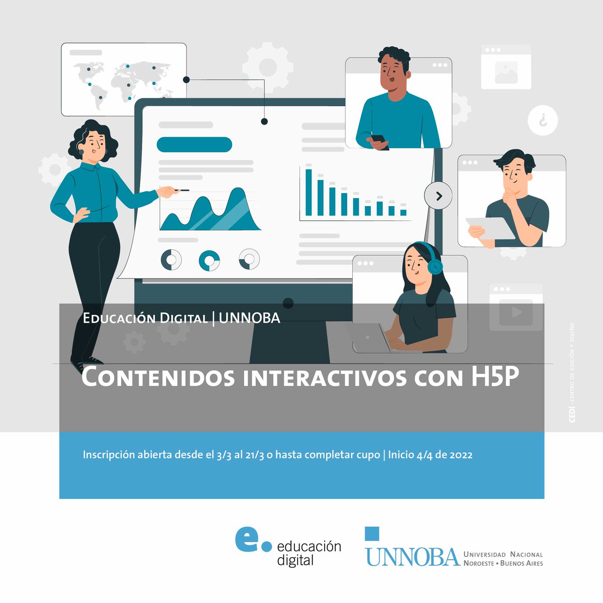 EDUNNOBA's tweet photo. Contenidos interactivos con H5P
Inscripción abierta desde el 9 de marzo al 21 de marzo.
Más información en
https://t.co/T2EYVXcViG 
@rector_unnoba @danyatavela @academicaunnoba @unnobanoticias 
#somosunnoba #orgullounnoba #educacionDigitalUNNOBA #capacitacionDocente #UNNOBA20años https://t.co/jtOtfpgy3b