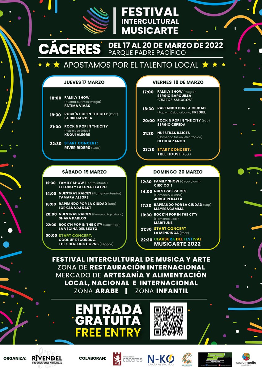 Tree_HouseBand's tweet photo. ¡FESTIVAL INTERCULTURAL MUSICARTE!

El día 18 acudiremos al Parque Padre Pacífico para demostrar que apostar por el talento local nos impulsa a todos por igual y en la misma dirección, la del crecimiento personal y profesional.

¡Os esperamos!

Bienvenid@s a Tree House ;) https://t.co/jPH0O6qRax