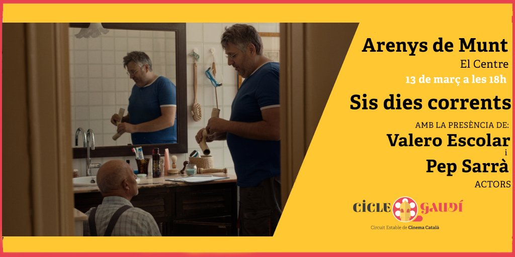 Amants del cinema fet a casa, tornem  diumenge 13 a les 18h amb la gran triomfadora dels Premis Gaudí: " Sis dies corrents” de Neus Ballús.
Tindrem l'honor de comptar amb la presència de Valero Escolar i Pep Sarrà, actors del film!
Entrades disponibles a:
 entrapolis.com/entradas/cinem…