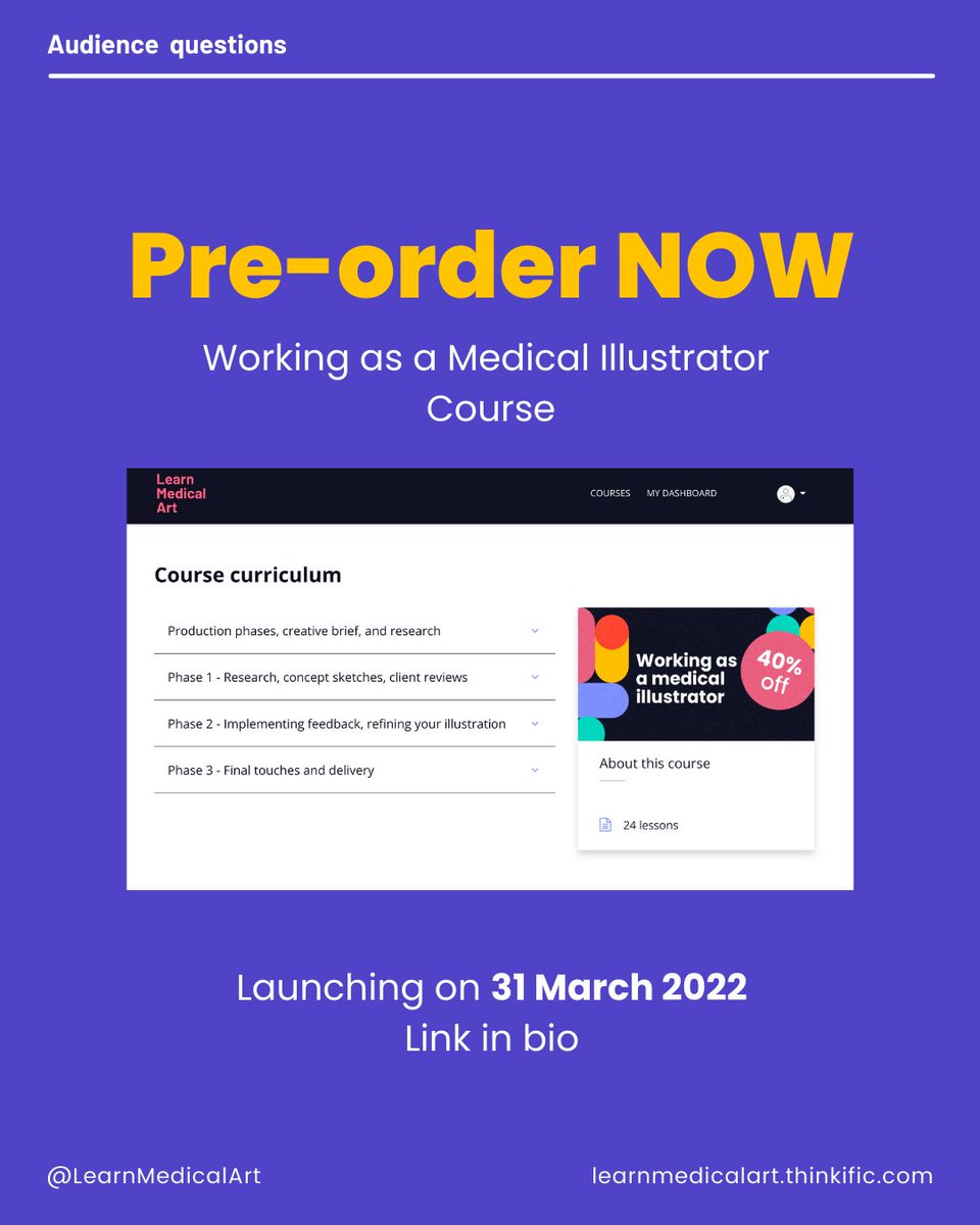 LearnMedicalArt's tweet photo. Can you complete our online course at your own pace?⁠⁠
Yes! You get lifetime access to the content. You can dip in and out of the course, learning at your own pace and using the resources whenever you need them. ⁠
https://t.co/EFYikK667V
#medicalillustration #sciart https://t.co/UESYzvOT8A