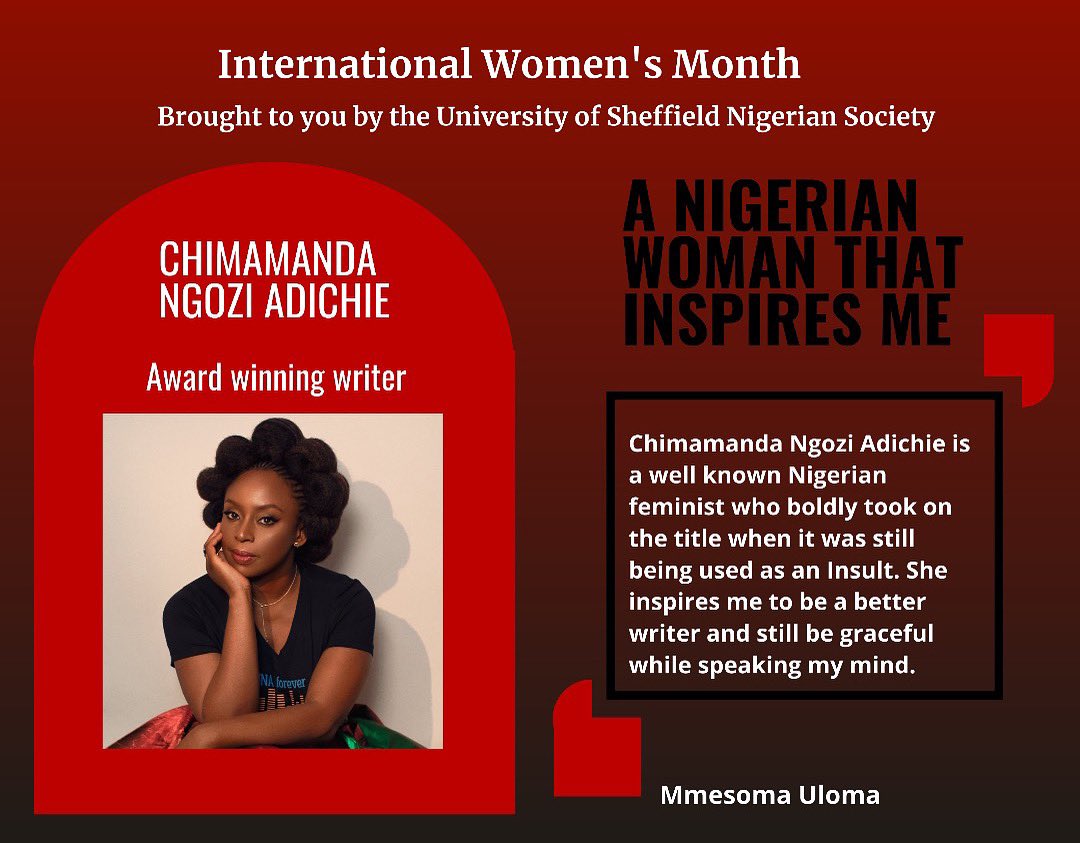Nig Soc celebrates International Women’s day 🇳🇬✊🏾

Chimamanda Negozi Adichie