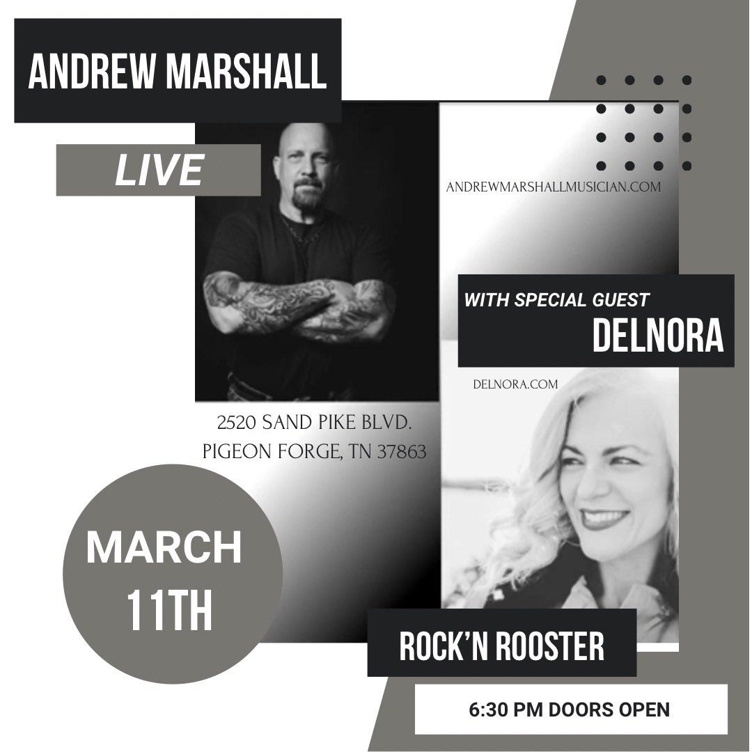 DelnoraReed's tweet photo. Pigeon Forge. Friday. 6:30pm.
Y’all come see @andrewmarshallm & me 🎶🎵
Live Rock'n Rooster Events Venue concert & be part of our music video shoot too!
#pigeonforge #rocknrooster #celebraterecovery #videoshoot #LiveMusic #andrewmarshall #delnora #LoveGodLovePeopleLoveMusic https://t.co/2z24q4DWC3