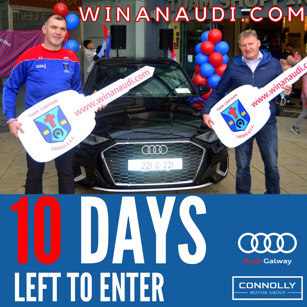 🔴 𝗧𝗛𝗘 𝗖𝗢𝗨𝗡𝗧𝗗𝗢𝗪𝗡 𝗜𝗦 𝗢𝗡! 🔵

10 more Days left to Enter until our #WinAnAudi draw takes place! 🚙 
Purchase a ticket today for the chance to drive away in a brand new Audi A3 S-Line, worth over €38,000? 👉🏼 winanaudi.com

#raffle #competition