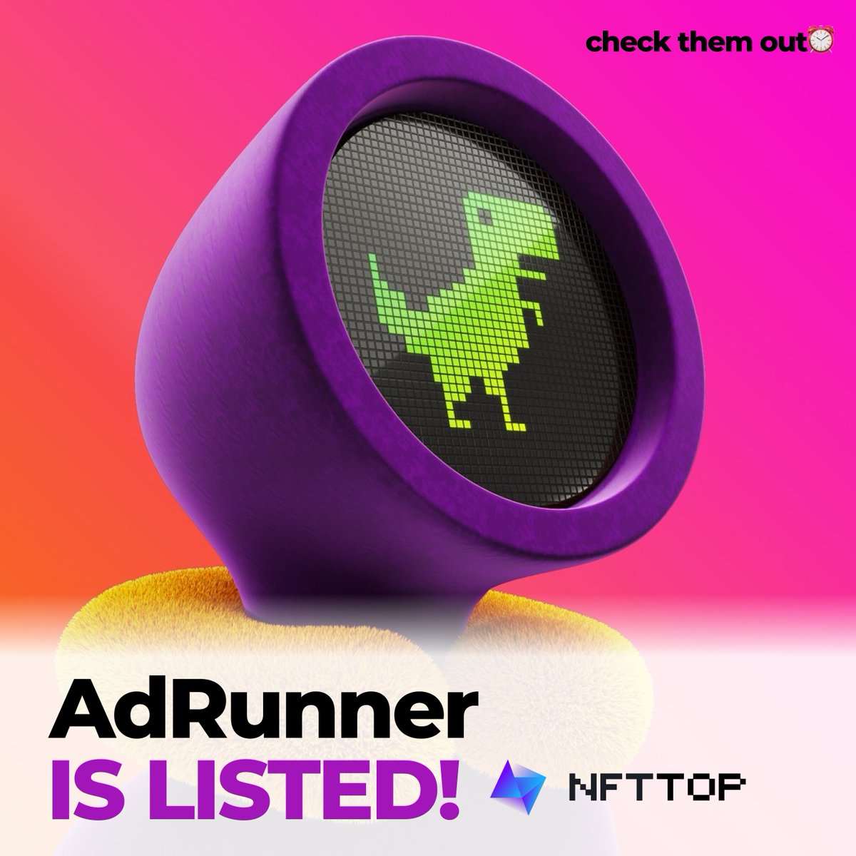 The AdRunner <a href="/AdrunnerNft/">AdRunner</a> is live! 🏆⁠

Come &amp; check them out at: nfttop.io/event/adrunner

#ETH
Post your NFT in the comments👇🏻