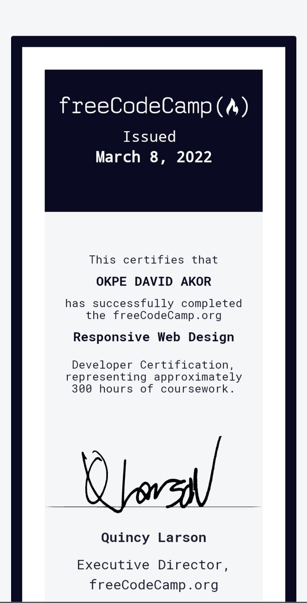 SpectraPayHQ's tweet photo. @freeCodeCamp Completed! 
@codewithibrahim my mentor Please guide me through my JavaScript Journey 😁

#100DaysOfCode #100Devs https://t.co/e5peBzOF4Z