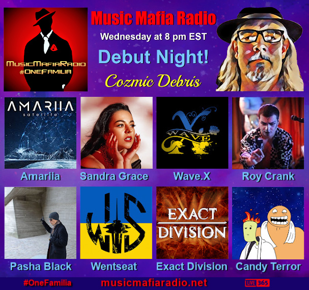 MusicMafiaRadio's tweet photo. ⭐️ Tonight at 8pm EST ~ Ukrainian Familia Debut Night!
@DebrisCozmic debuts new featured artists into rotation ~ #Amariia #SandraGrace, @WAVEXband #RoyCrank @pashablackmusic @WentSeat #ExactDivision & #CandyTerror!
🎧 https://t.co/mcXzFt2l3F
International https://t.co/EQJ0aKwuLb https://t.co/HsWpQys1xc