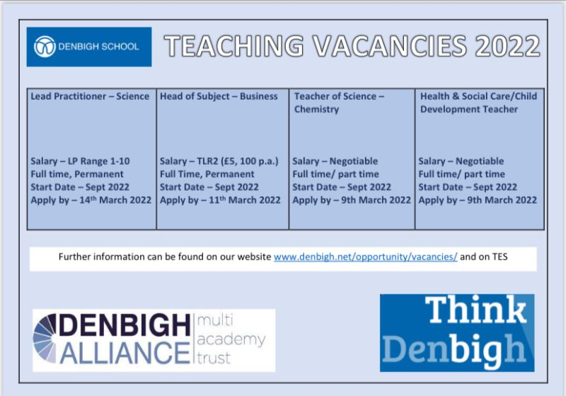 steedie1980's tweet photo. Deadlines rapidly approaching. Please get in touch if you would like to have a chat about these roles #ecbusteach #teacherjobs #mkjobs #teachscience #scienceteachers https://t.co/aWUI2YzI2I
