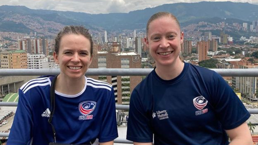usawchrugby's tweet photo. Yesterday may have been #InternationalWomensDay, but these two women are making history today! Liz Dunn and Sarah Adam will be the first two women in USAWR history to play on the court at the same time! Tune in and watch them dominate https://t.co/j5qOgu9hno. #USAWR #TeamUSA https://t.co/1A4FiLhM0b