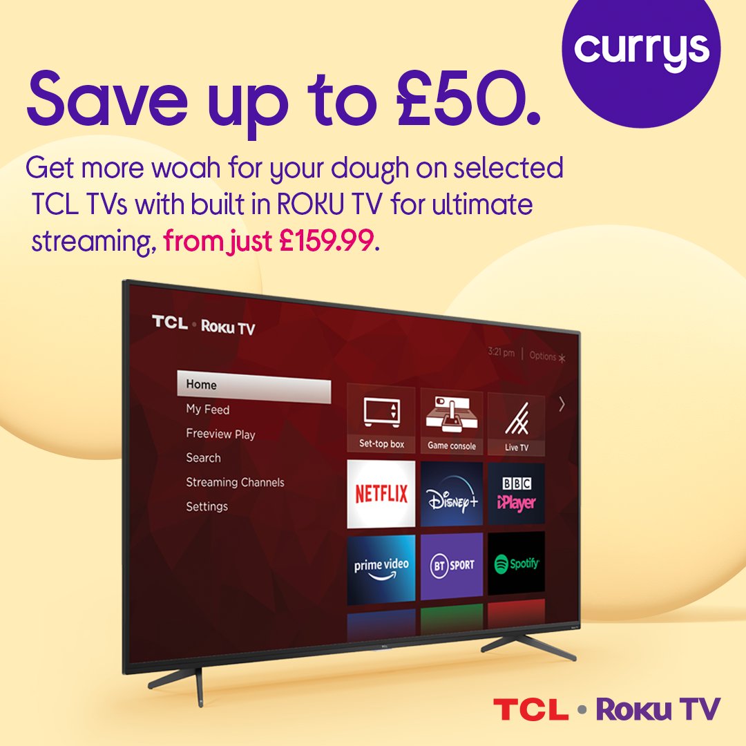 Looking for a new TV? 🤔 

Streaming your favourite shows is easy with Roku TV. With access to over 150,000 movies and TV shows from the likes of BBC iPlayer, Netflix, and more - you'll never be stuck for anything to watch again. 📺 

Check it out: bit.ly/3IVFmLz