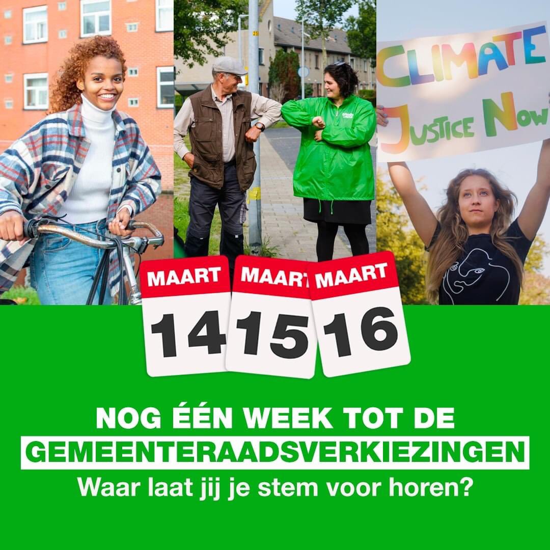 GroenLinks_NW's tweet photo. Nog één week tot de #gemeenteraadsverkiezingen!

14, 15 en 16 maart beslis jij mee over de toekomst van #Noordwijk, #Noordwijkerhout en #DeZilk. 

Hoe we wonen weer eerlijk en betaalbaar maken. Voor meer groen in de wijk. Over hoe we  vluchtelingen opvangen

#StemGroenLinks ❤️💚 https://t.co/uNojhFsr0P