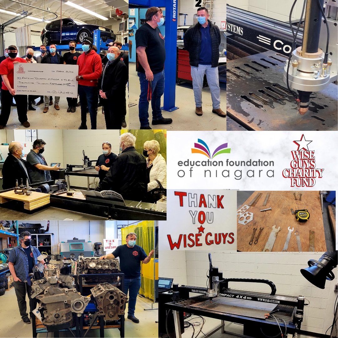 Education Foundation of Niagara (@efnniagara) on Twitter photo Yesterday was a special day for the Evolution Garage Team at St. Catharines Collegiate. The Wise Guys Charity presented a $20,000 grant to the Evolution Garage program to help purchase a new machine to cut out wrenches and other items with a laser!
<a href="/dsbn/">District School Board of Niagara</a> <a href="/WiseGuysCharity/">Wise Guys Charity Fund</a> Yesterday was a special day for the Evolution Garage Team at St. Catharines Collegiate. The Wise Guys Charity presented a $20,000 grant to the Evolution Garage program to help purchase a new machine to cut out wrenches and other items with a laser!
<a href="/dsbn/">District School Board of Niagara</a> <a href="/WiseGuysCharity/">Wise Guys Charity Fund</a>