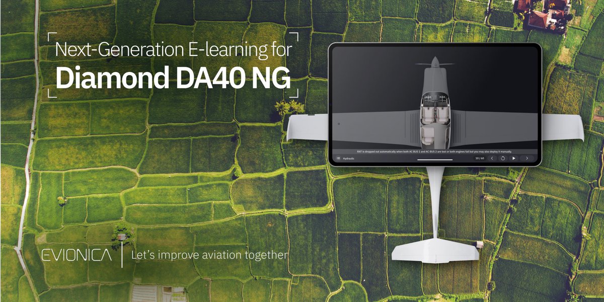 DiamondAircraft's tweet photo. Together with @Evionica we’re creating an effective e-learning platform for flight schools operating Diamonds. 💎✈️ The #DA40NG &amp; #DA40TDI CBT courses are a great example of the #SmartAircraftExperience program we launched last year. 🤓 Learn more here: https://t.co/VxP3MudoMN https://t.co/o0hSSeILOg