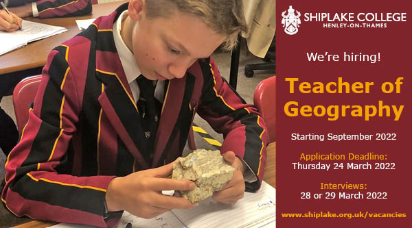 ShiplakeCollege's tweet photo. We're hiring! We are seeking to appoint a dynamic and enthusiastic Teacher of Geography to teach across all key stages. Further details and an application form are available from https://t.co/fJnXGyBWMV. #ShiplakeVacancies #ShiplakeStaff #GeographyTeacherJobs https://t.co/EVi56GeM2k