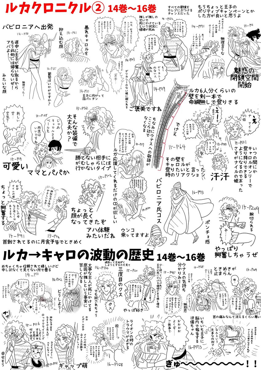 14巻〜16巻のルカ良きポイント詰め合わせ。大好きなバビロニア編が一枚で収まるわけなかった。ルカが結構な割合でニヤけているので監禁されているのに緊迫感があんまりないのである。
王子があんまり褒めてくれないから優しさに飢えてるのかなこの子‥なシーンがちらほらあるわね。可愛いね https://t.co/9aULtRTzlG