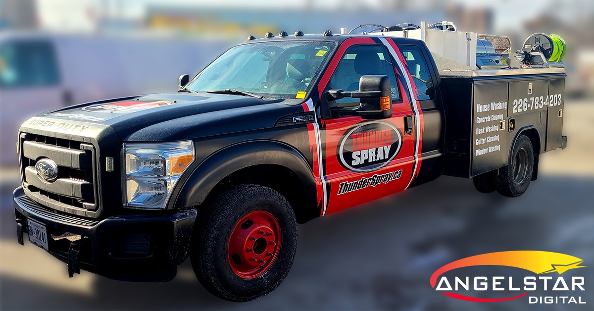 Another beautiful wrap job for one of our return clients, ThunderSpray!

We love doing these wraps for them, because the final result always looks really good, and is guaranteed to attract attention on the road! 
-
-
#carwrap #vehiclewrap #powerwash #clean #windsorontario #yqg