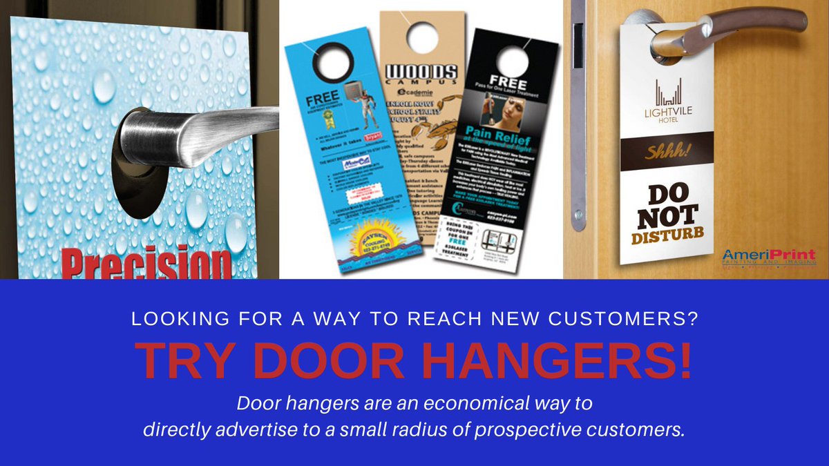 Ameri_Print's tweet photo. Door hangers are a great way to disseminate information about your business and build your brand! Request a free quote today at https://t.co/WOu8G8UYWj 

#AmeriPrint #printshop #signs #printing #copying #graphics #shoplocal #supportlocal #yourlocalprinter https://t.co/qB7RiGwRYo