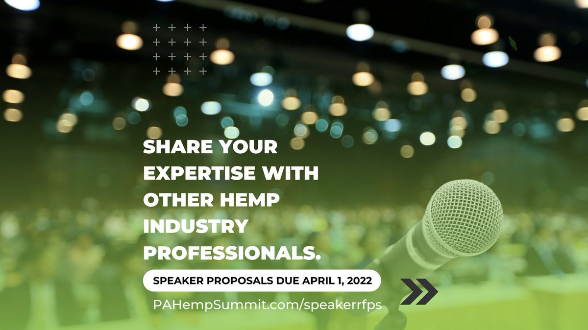 "Would you like to share your expertise with our audience?  Our speakers have a unique opportunity to network with other experts from across the nation and some internationally.  RFPs are due on April 1, 2022.  #hemp #ushempgrowers #hempfiber #hempgrowers #hempevent #hempproducts