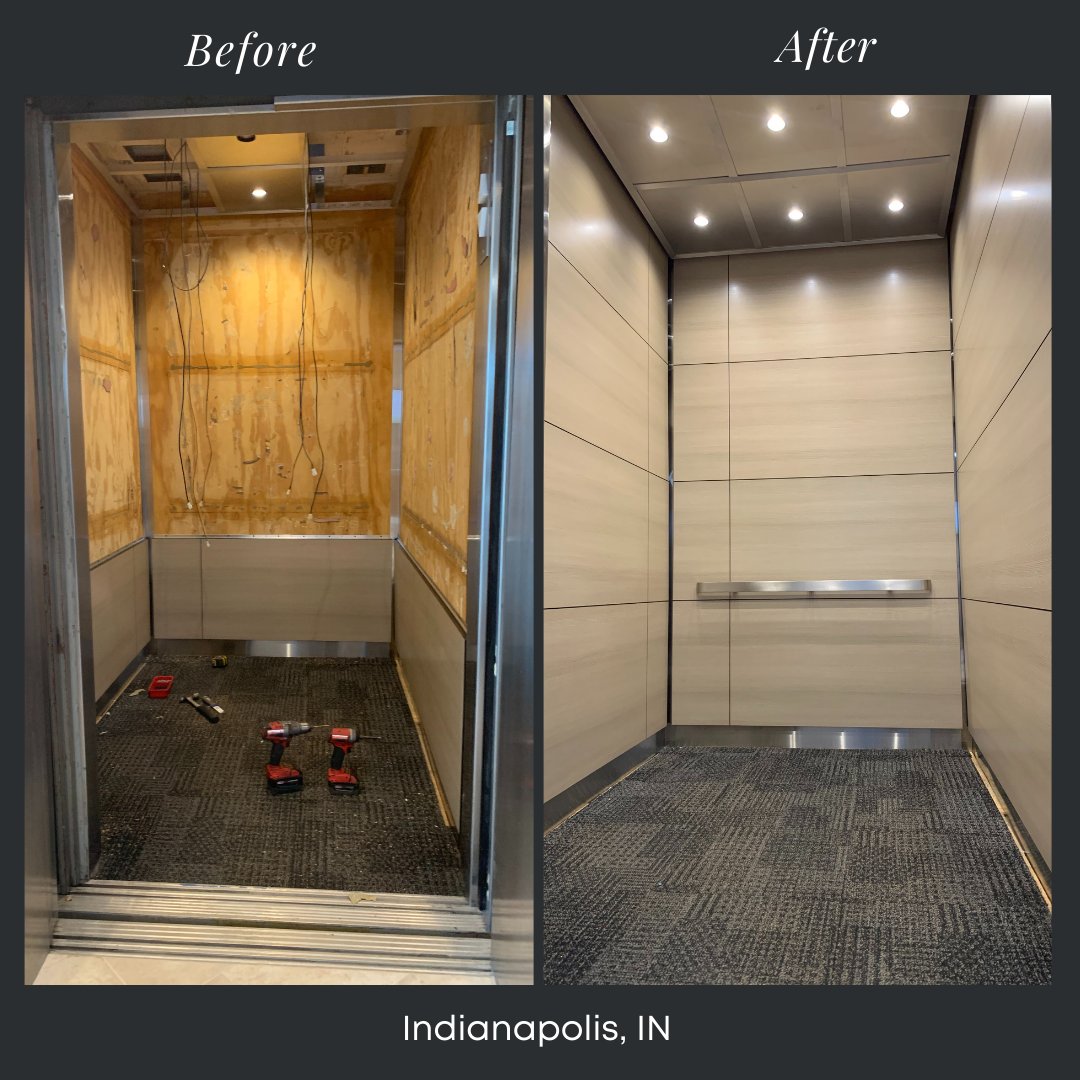 fabacab's tweet image. Check out this before and after of a commercial interior cab replacement, done the #FabAcab way. #ElevatorInteriors #BeforeandAfter