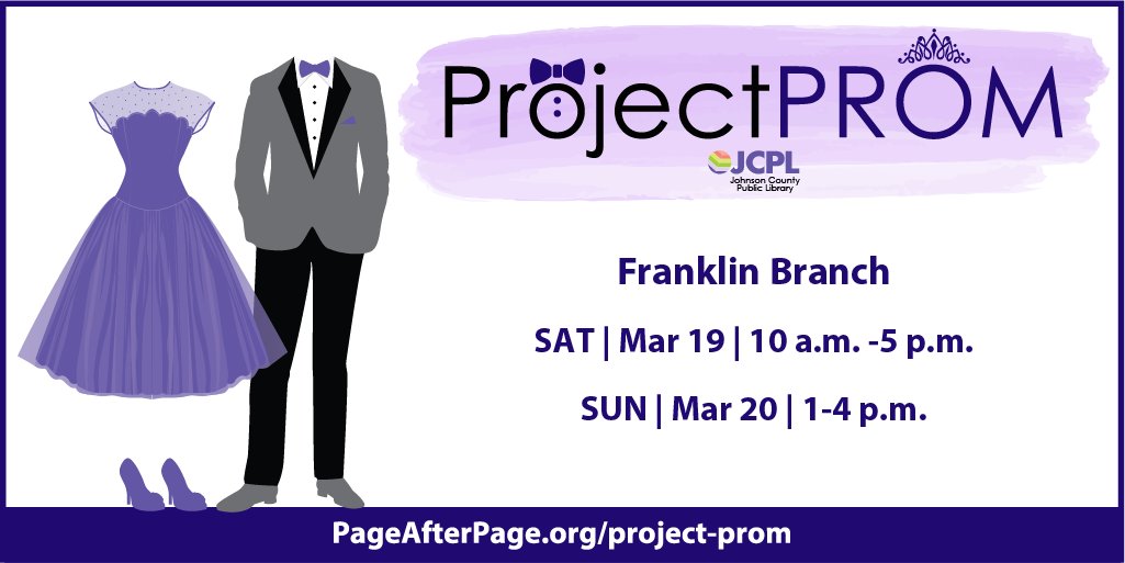 JCPLIN's tweet photo. Formal wear is expensive, and we can help! Choose from dresses, suits and tuxes, shoes and accessories at no cost at Project Prom on March 19 and 20. We have hundreds of new or gently-used items for you!
Project Prom details: https://t.co/RpbUGK3Baw
#JCPLIN https://t.co/W21Bx4nMGu
