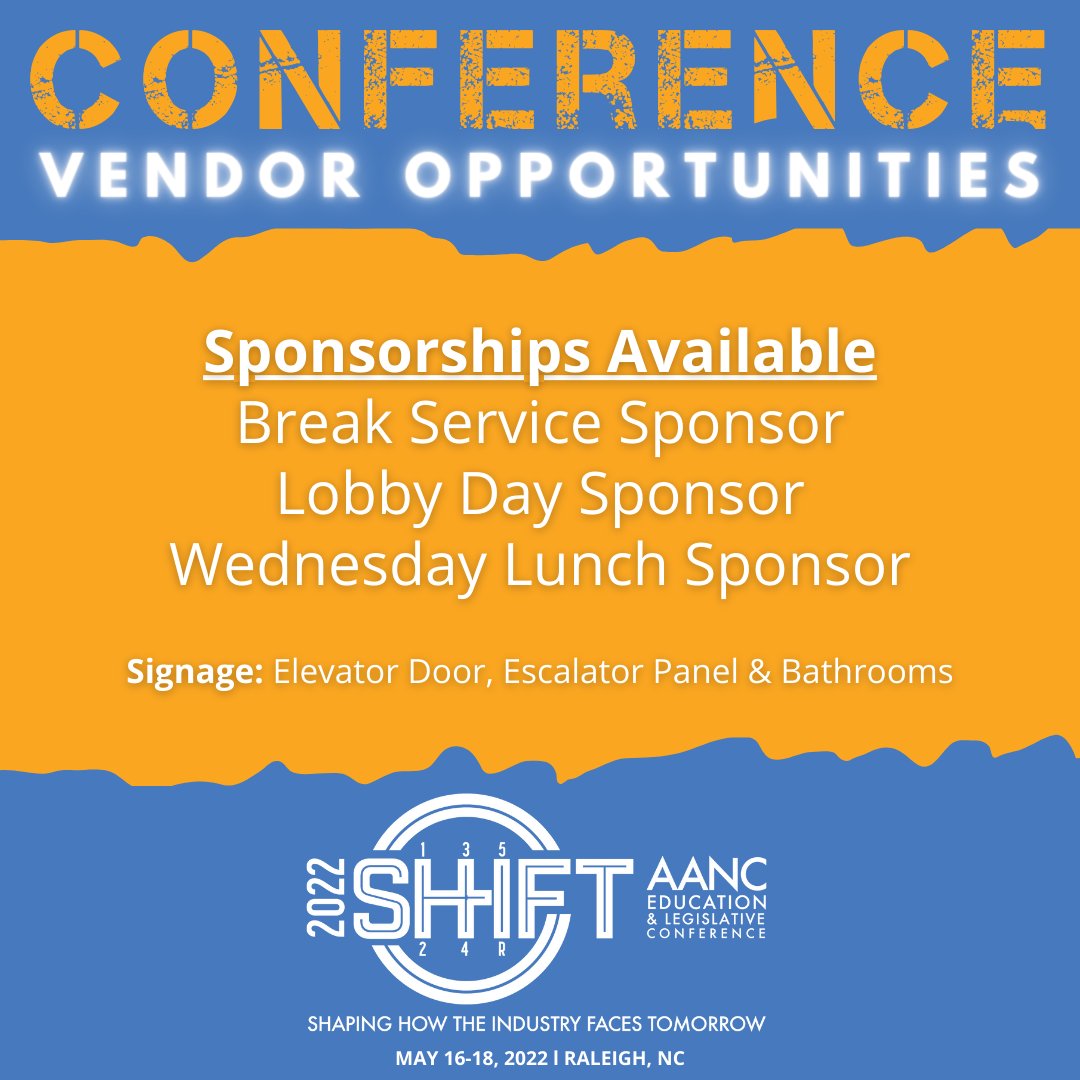 AANCOnline's tweet photo. Only 3 sponsorships left! Don't miss your chance for visibility at the 2022 AANC Education & Legislative Conference. Learn more at https://t.co/URffsaECU5.
#AANC2022SHIFT #getSHIFTdone #SHIFThappens #ohSHIFT https://t.co/H5HwBmkQ6V
