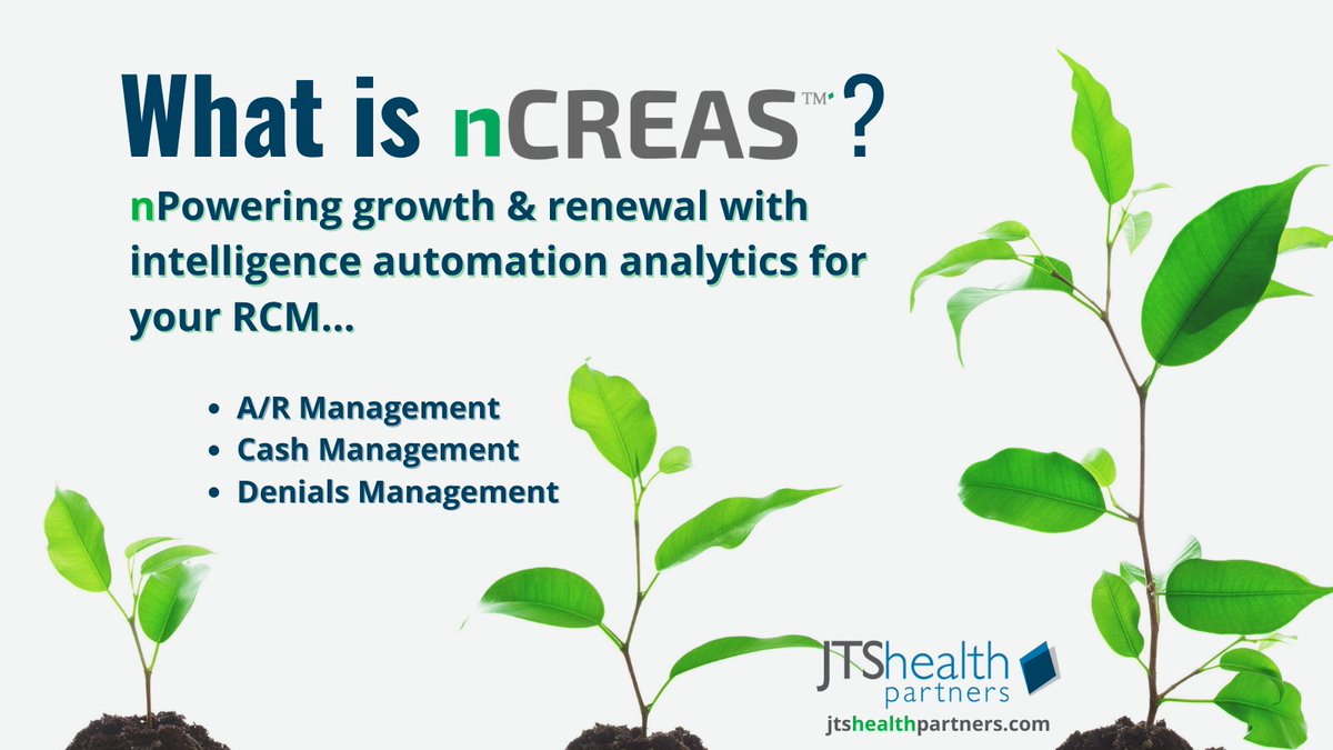 JTSHealthP's tweet photo. See how analytics can nCREAS™ your RCM outcomes.  https://t.co/ViId78HqYo #ncreas #healthcareanalytics #revenuecyclemanagement #jtshealthpartners https://t.co/N2W3Q96Yx3