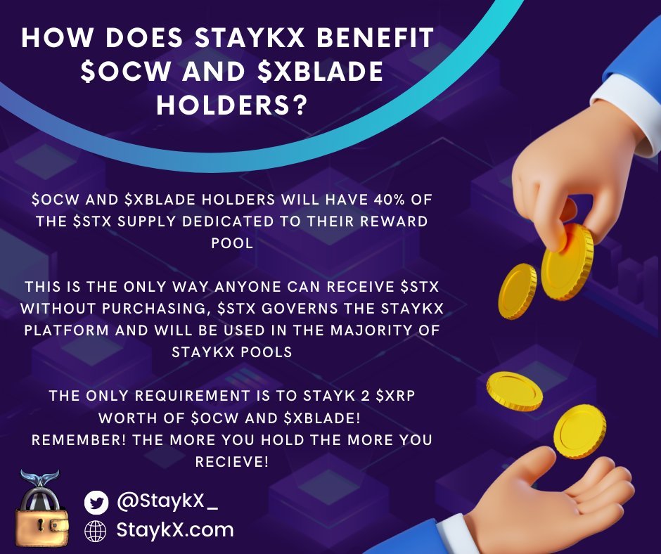 XRP_Airdrops's tweet photo. Upon initial Release of the @StaykX_ Platform, $XBlade &amp; $OCW Holder's will be able to Soft Stake their tokens &amp; Receive $STX 🔒🐳

$STX Governs the @StaykX_ Platform,
User's will also be able to Stake their $STX for #XRPL Tokens on the Platform

@onchainwhales  🐳
@XscapeNFT ⚔️ https://t.co/xpewuCJW4N