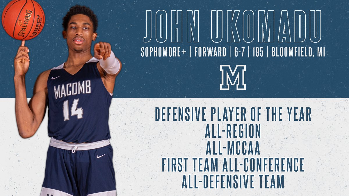 MacombMBB's tweet photo. 🏀𝟮𝟬𝟮𝟮 𝗠𝗖𝗖𝗔𝗔 𝗔𝗪𝗔𝗥𝗗𝗦🏀

John Ukomadu had himself a SEASON and it shows right here...

🏅 Conference Defensive Player of the Year 
🏅 All-Region
🏅 All-MCCAA
🏅 First Team All-Conference
🏅 All-Defensive Team

Congrats, @clutch__j! 💪

#GBED
#GoMonarchs https://t.co/ReT4f5qySL