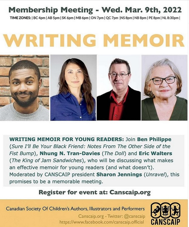 nhungtrandavies's tweet photo. Not sure how I got onto this panel :), but very much looking forward to today's conversation with the accomplished #BenPhilippe @gohomeben, @EricRWalters, & #SharonJennings. @CANSCAIP
(Thanks again @pauljcoccia @Lornasn @karen_sp_fitz) https://t.co/DLpgygZuVP