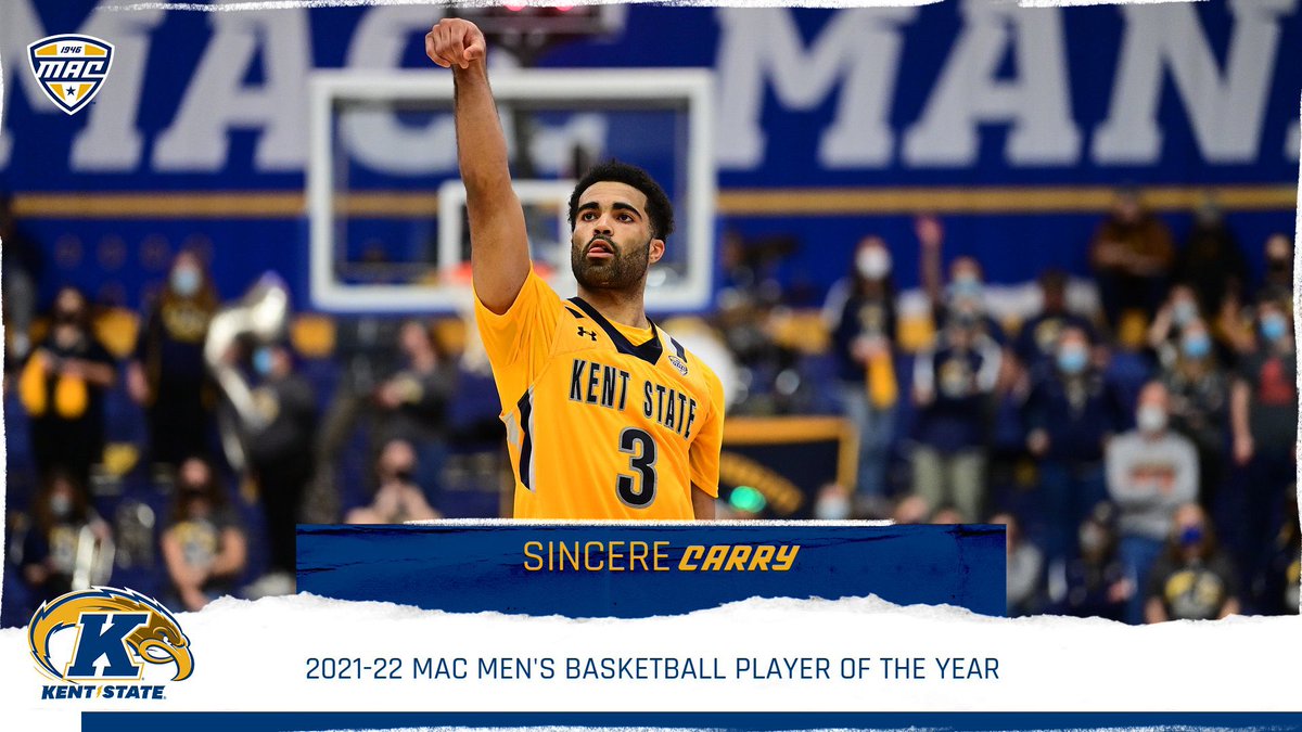 MACSports's tweet photo. 🚨🏀 Sincere Carry 🏀🚨

✅ 2021-22 MAC Player of the Year

@KentStMBB | #MACtion https://t.co/F8CHzRsT3r