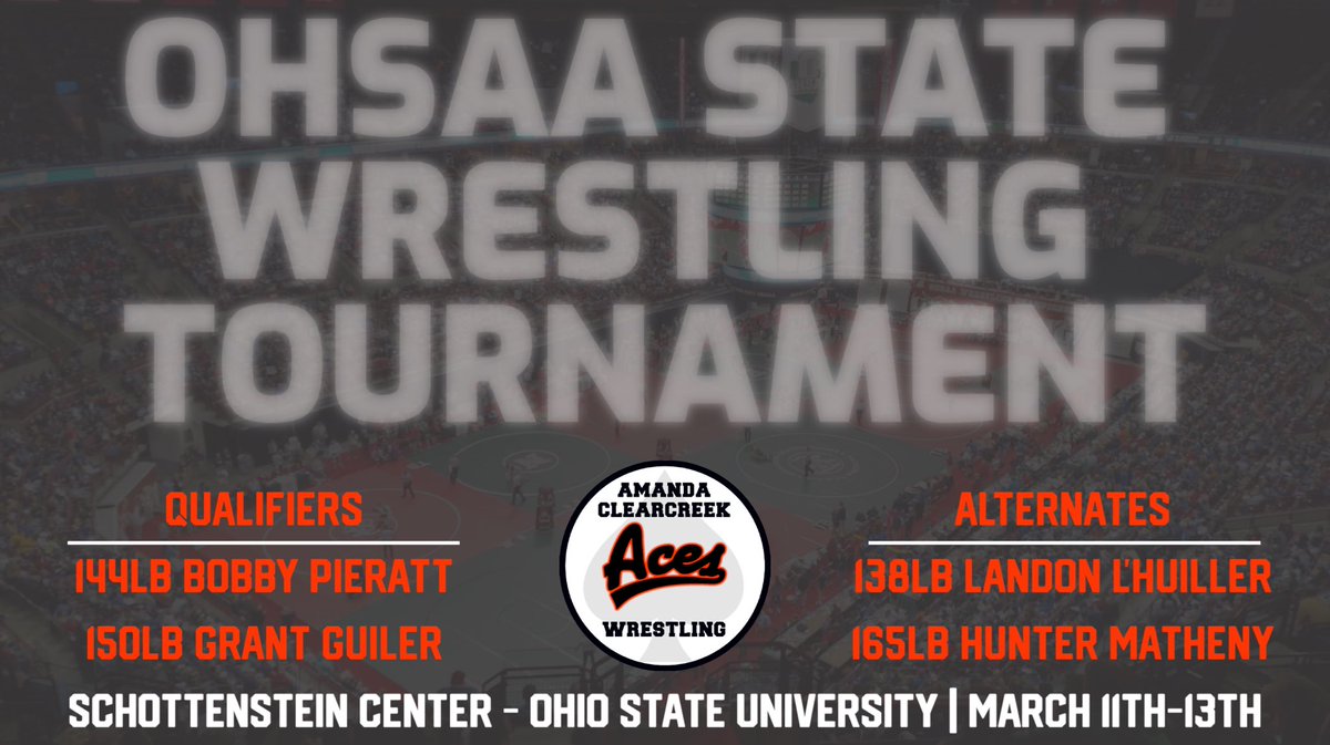 Don’t forget to buy your tickets for the OHSAA State Wrestling Tournament! Beginning this Friday at 3pm. A great chance to support some great AC student athletes as they compete at the highest level in the state! Go Aces!!

ticketmaster.com/ohsaa-wrestlin…