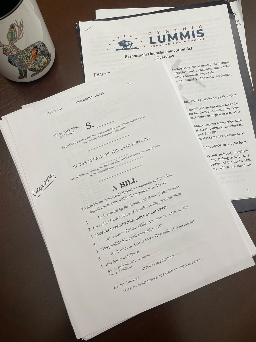It’s been a long time coming, but my bill to fully integrate digital assets into our financial system is almost ready! I’m putting the final touches on it with some key advocates and partners in the Senate, but watch out for an unveiling soon!