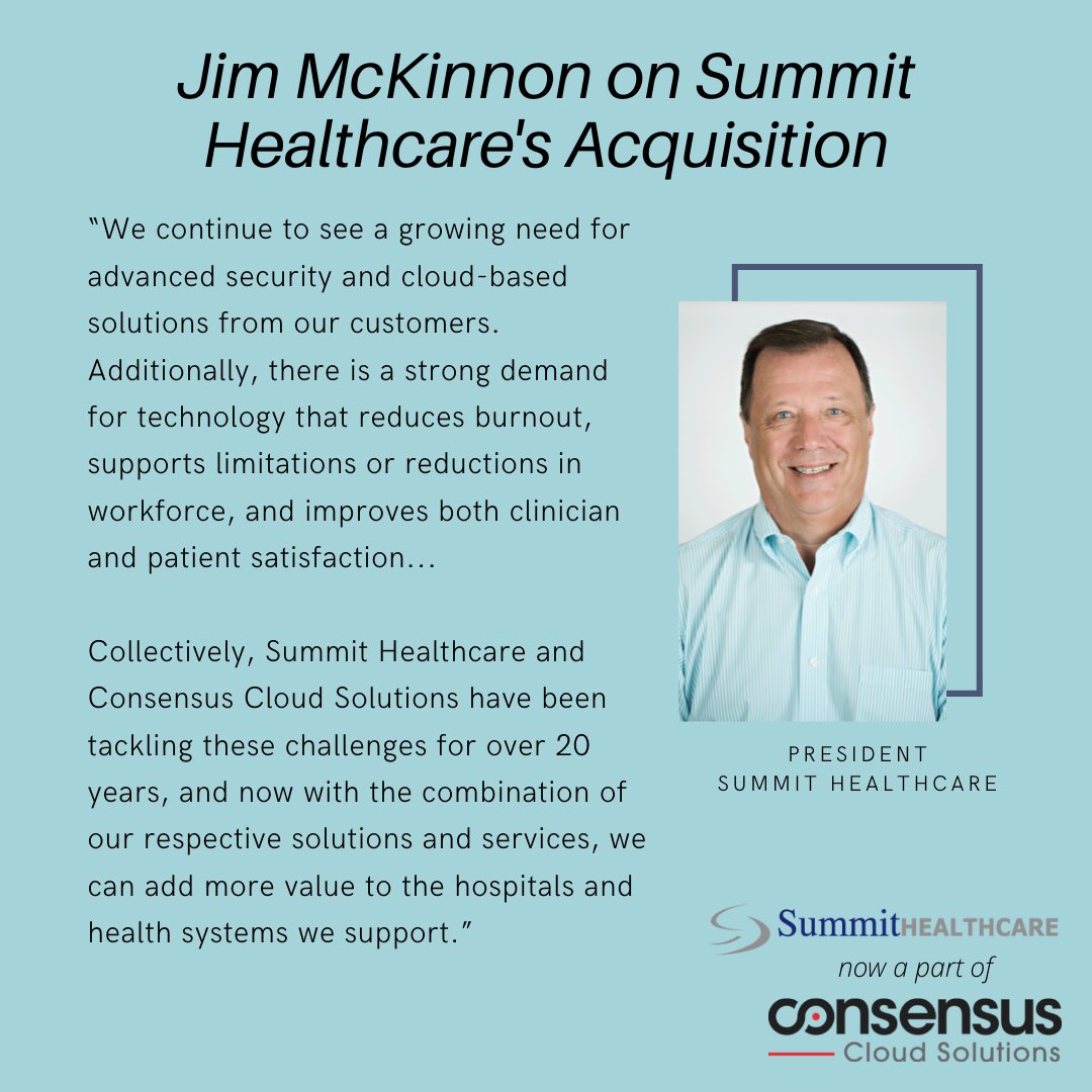 SummitHCare's tweet photo. To learn more about how @ConsensusCloud Solutions and  @SummitHCare are "Better Together", check out our latest blog by Jim McKinnon: https://t.co/aRSe9zMGdU
#cloudsolutions #carecontinuity #NLP #AI #RPA #workflowautomation https://t.co/AufGcjlpo1