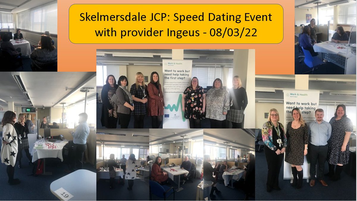 CPassarelloDWP's tweet image. Yesterday #Skelmersdale JCP staff took part in a speed dating session with @Ingeus_uk #WorkandHealthProgramme 👏

👥 Event organised by DEA Lynne, to deliver what new services providers are offering for 50+, self-employed &amp;amp; 18-24 year old customers. Fantastic work 😍

#WayToWork