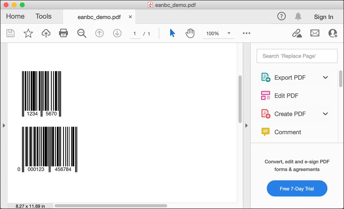 driscollis's tweet image. You can add different types of barcodes in PDFs with #Python and #ReportLab too.

Here are some examples of creating EAN barcodes: