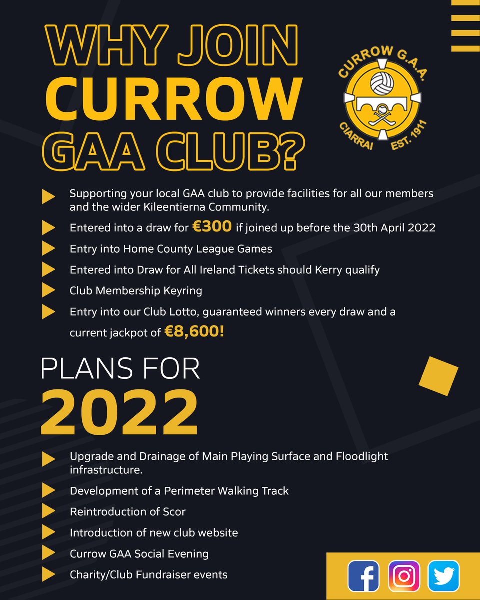 CurrowGAAClub's tweet photo. Why join Currow GAA club?
#currow #currowgaa #kerrygaa #community #gaa22 https://t.co/CHOhU4KXnk