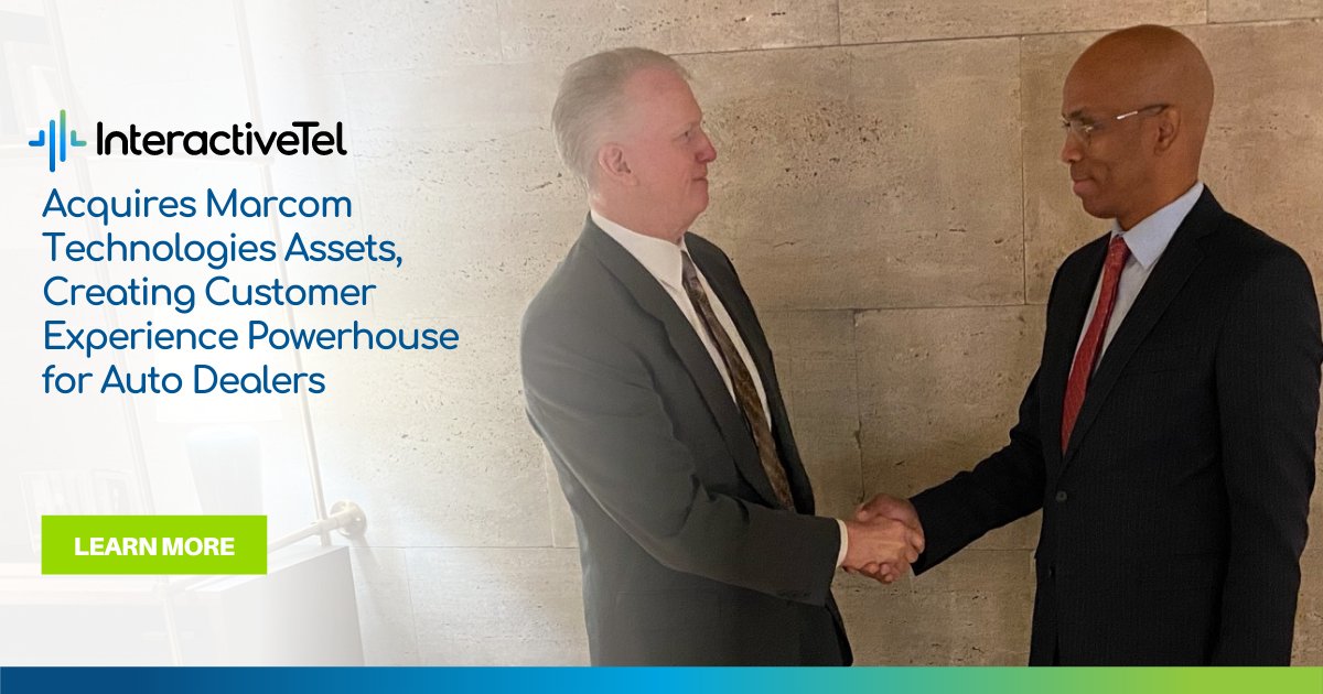 InteractiveTel's tweet image. InteractiveTel has acquired Marcom Technologies, Inc. assets.

InteractiveTel will brand and sell Marcom's call performance training services as SenseiCX, which helps trainees master the #CX skills required to help dealers drive revenue.

bit.ly/3tHnqOG

#TotalCX