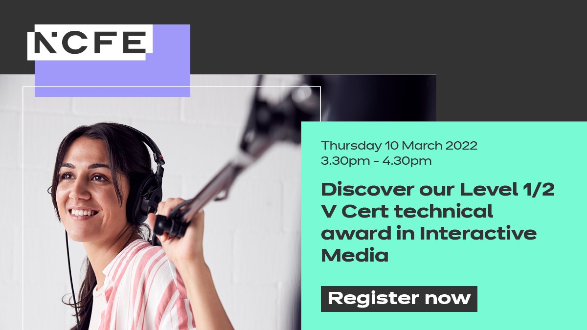NCFE's tweet photo. We introduce our interactive media #VCert in our webinar on Thursday 10 March. Learn about its structure, delivery and assessment: https://t.co/Tu5KH3BEuv https://t.co/X63LlUCivt