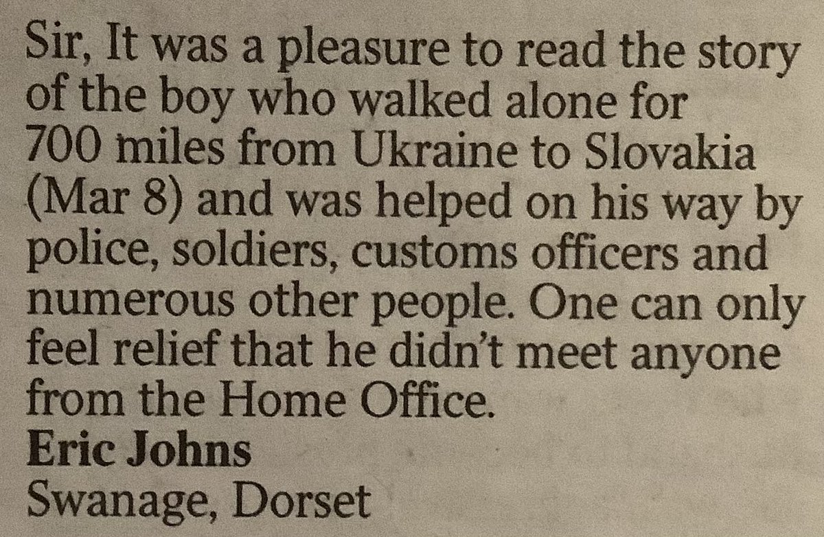 Letter in today’s Times