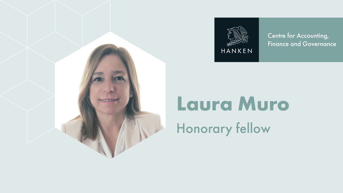Hanken Centre for Accounting, Finance & Governance (@hanken_afg) on Twitter photo Exciting news: Dr. Laura Muro joins #HankenAFG as Honorary Fellow & on sabbatical
<a href="/Hanken_fi/">Hanken School of Economics</a> researching UN #SDGs via #impactinvesting in EU investment funds with <a href="/o_lehner/">Othmar M. Lehner</a>, Paolo Saona & Theresia Harrer, a joint project with <a href="/SLUMadrid/">SLU-Madrid</a>.
Welcome Laura!
bit.ly/3Kd1MrZ Exciting news: Dr. Laura Muro joins #HankenAFG as Honorary Fellow & on sabbatical
<a href="/Hanken_fi/">Hanken School of Economics</a> researching UN #SDGs via #impactinvesting in EU investment funds with <a href="/o_lehner/">Othmar M. Lehner</a>, Paolo Saona & Theresia Harrer, a joint project with <a href="/SLUMadrid/">SLU-Madrid</a>.
Welcome Laura!
bit.ly/3Kd1MrZ