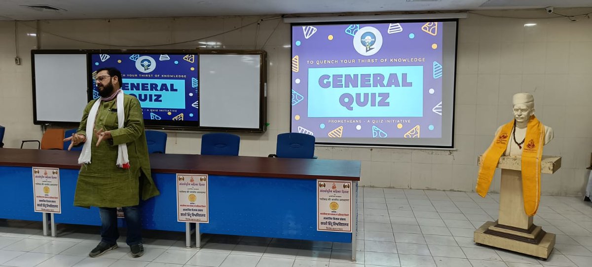 fssdean's tweet photo. A General Quiz event by  'Prometheans',Quiz Club of FSS, BHU was organised on 9th of March 2022 at Sambodhi Sabhagar.
Mukesh and Gopal  won first prize, Rishabh Kumar and Shubham won second prize followed by Santosh  and Siddharth who won third prize. @VCofficeBHU @bhupro https://t.co/KObmrDm83E
