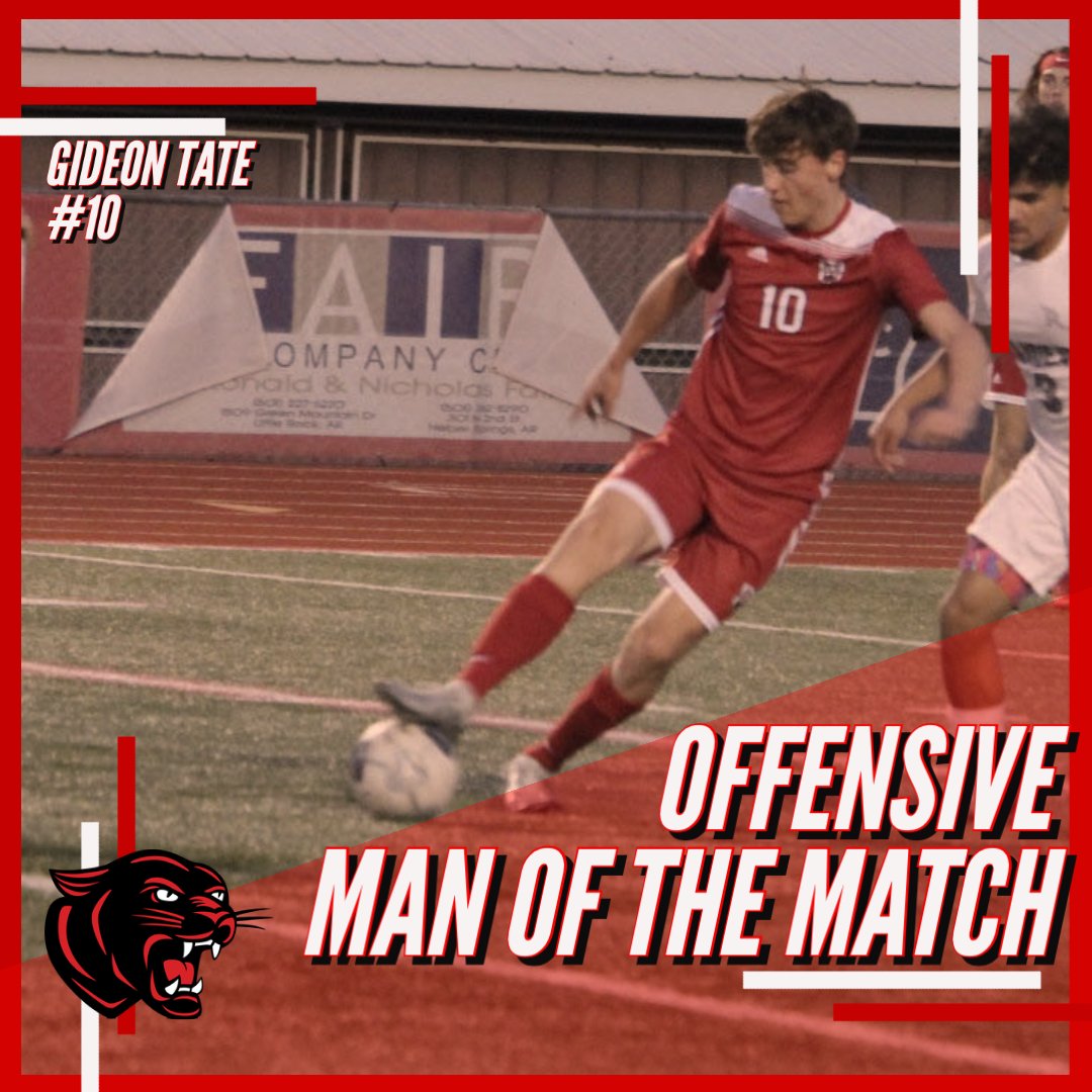 Good match on Monday against a solid Dardanelle team. Went down to the wire and ended in a 2-2 tie. Offensive MOTM is Gideon Tate with 2 great goals, Defensive MOTM is Merrick Luibel who played exceptional defense all night long! (Luibel Picture coming soon)