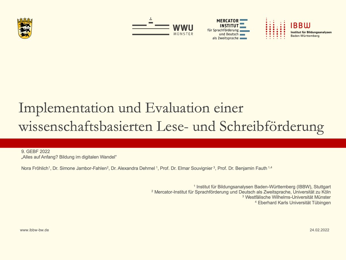 Gleich auf der <a href="/gebf2022/">@gebf2022</a>: Dr. Simone Jambor-Fahlen <a href="/MISprachbildung/">Mercator-Institut</a> stellt mit  Kolleginnen, u. a. vom IBBW, das Projekt Die Textprofis vor &amp; präsentiert erste Ergebnisse der Evaluation. Mehr Infos zum Beitrag: conftool.pro/gebf2022/index… 
@GEBF__eV