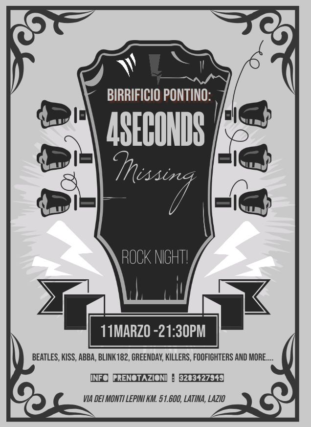 Venerdì 11 Marzo 4 Seconds Missing in concerto! 
#Taproom #BirrificioPontino #livemusic <a href="/latina24ore/">Latina24ore.it</a>