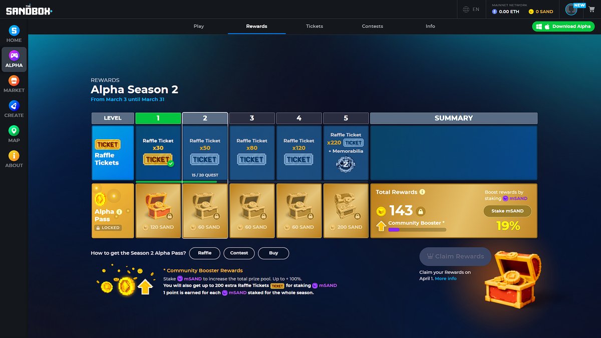 Gevargqq's tweet photo. @TheSandboxGame I just participated in the daily #SandboxAlphaS2Contest for a chance to earn up to 1,000 $SAND! Starting March 9 -  Show your Raffle Tickets. Check out my screenshot below! 👇 #SandboxAlphaS2 https://t.co/4NEaM4XPsP
