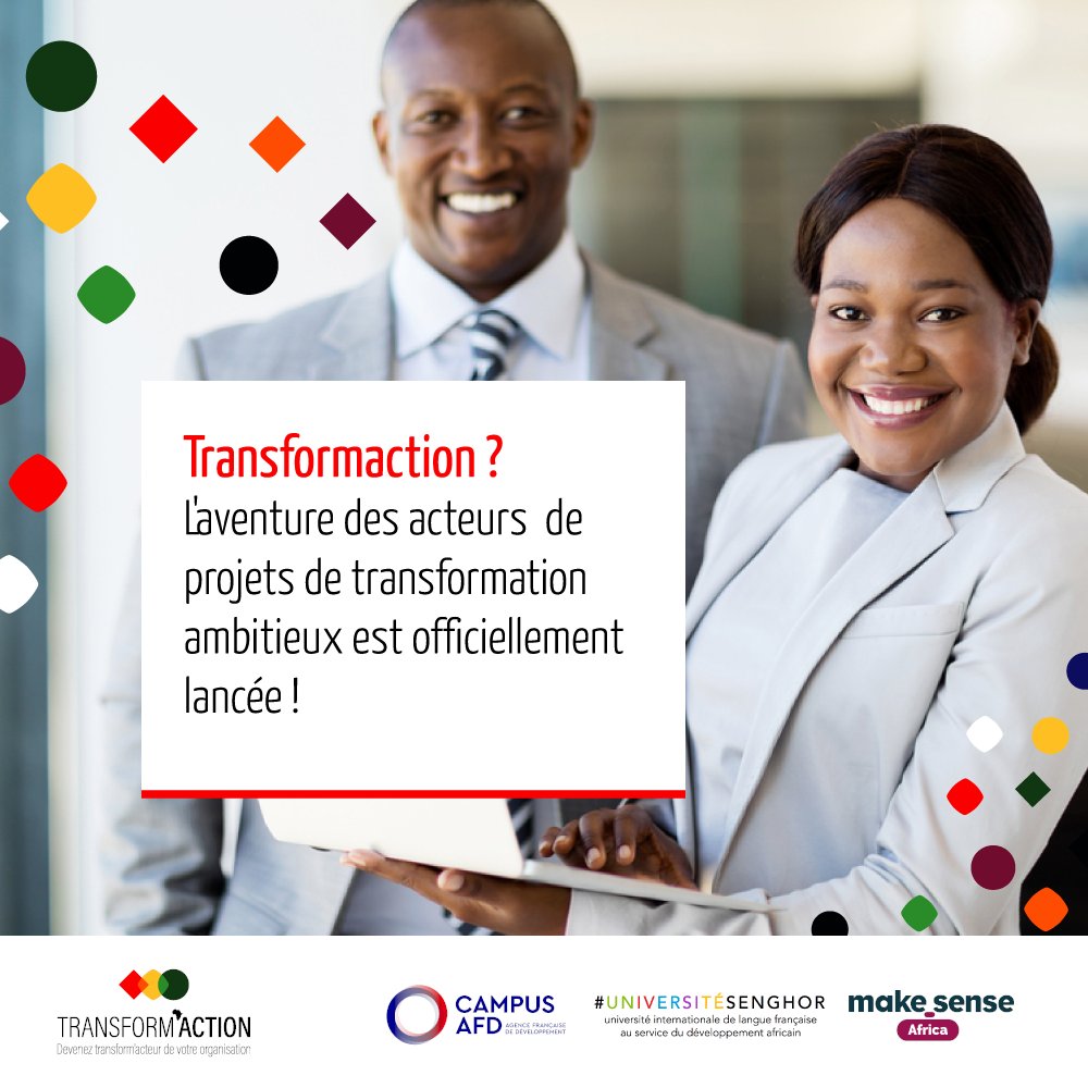 AFD_France's tweet photo. Vous êtes manager du secteur public en #Afrique et souhaitez renforcer vos capacités sur les enjeux de transformation managériale et organisationnelle ?
📢Inscrivez-vous au parcours de formation #TransformAction !➡️https://t.co/aWxUh3WxSU
Avec #CampusAFD, @USenghor & @makesense https://t.co/k0NDduHuRX