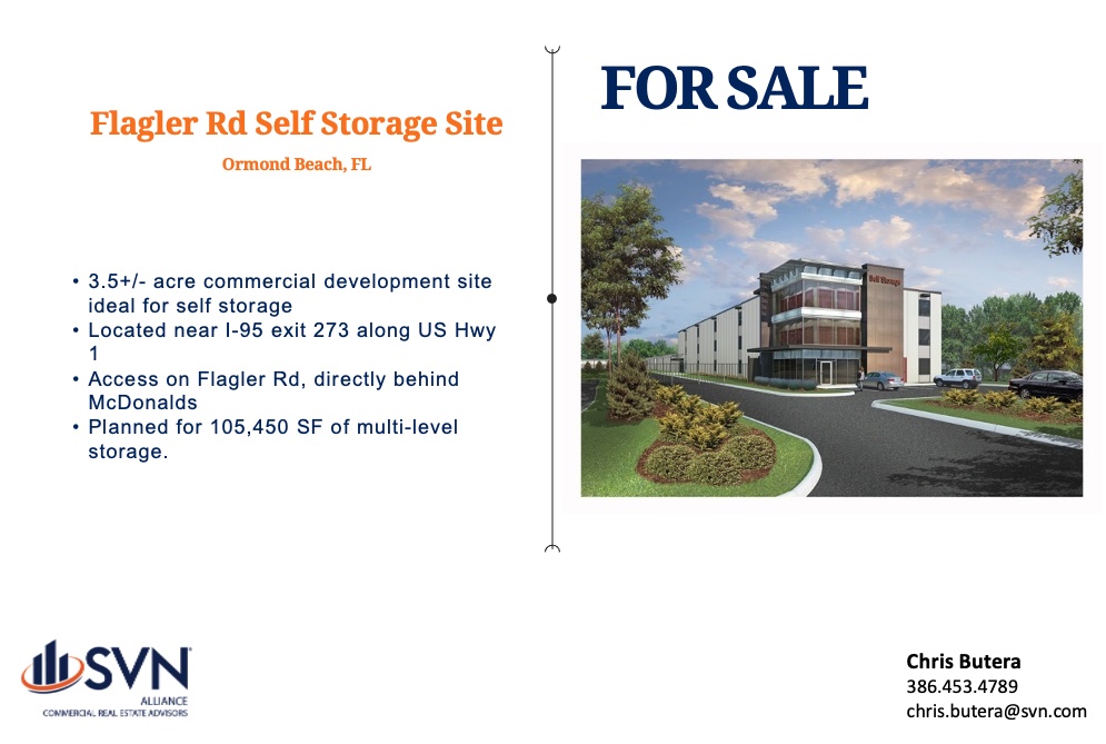 SVNAlliance's tweet photo. FOR SALE - 
Flagler Road Self Storage Site in Ormond Beach, FL.
#forsale #selfstorage #land https://t.co/WVggD0riXM