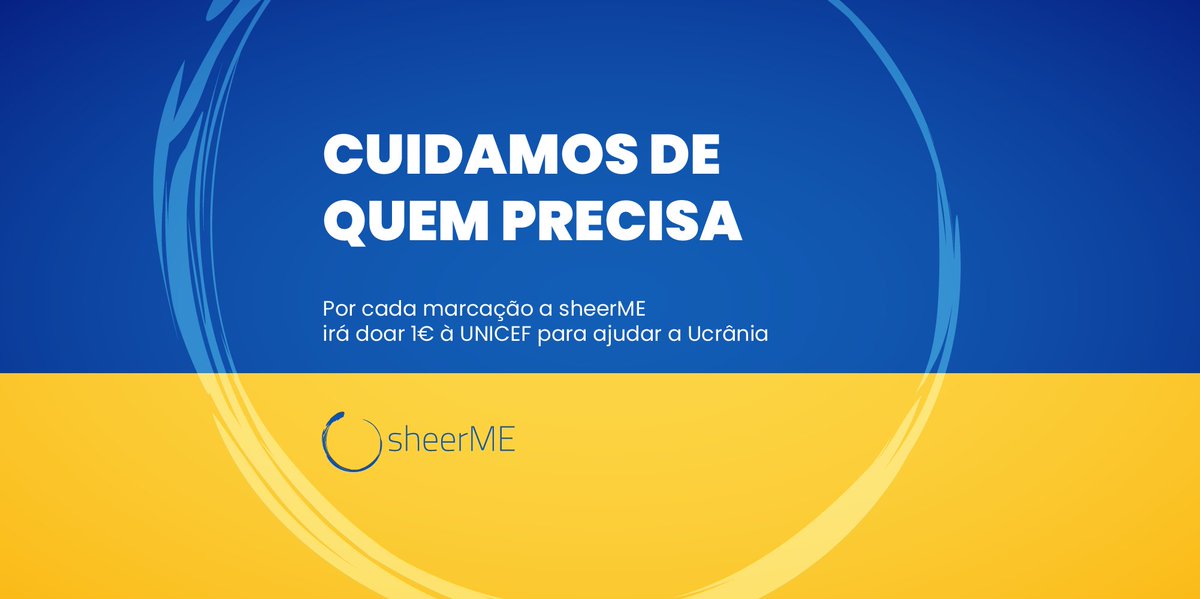 sheerMEapp's tweet photo. 🇺🇦 O momento vivido pelos Ucranianos requer a ajuda de todos e a @SheerMeApp não poderia ficar indiferente. Durante o mês de março, por cada marcação iremos doar 1€ à #UNICEF 💙💛
➡ Caso prefiras, faz o teu donativo direto através do link https://t.co/Svuc8YW0q4
#ucrania #ajuda https://t.co/4kKEFLp7LU
