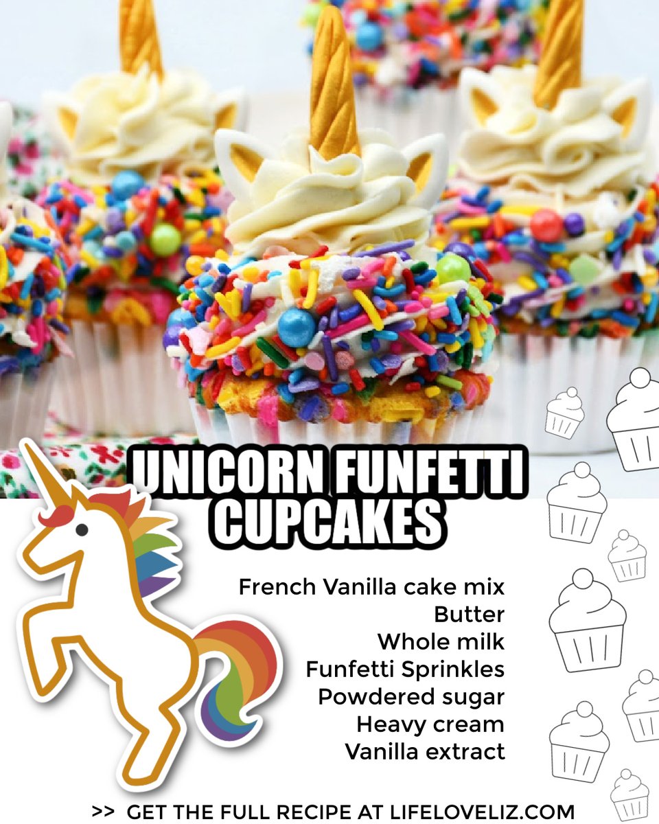 LifeLuvLiz's tweet photo. Love unicorns? These cupcakes will make your day! This easy recipe for Unicorn Funfetti Cupcakes is perfect for parties and special occasions.

Get the FULL recipe >> https://t.co/NlO4nheWEj https://t.co/9VWjFeGRAb