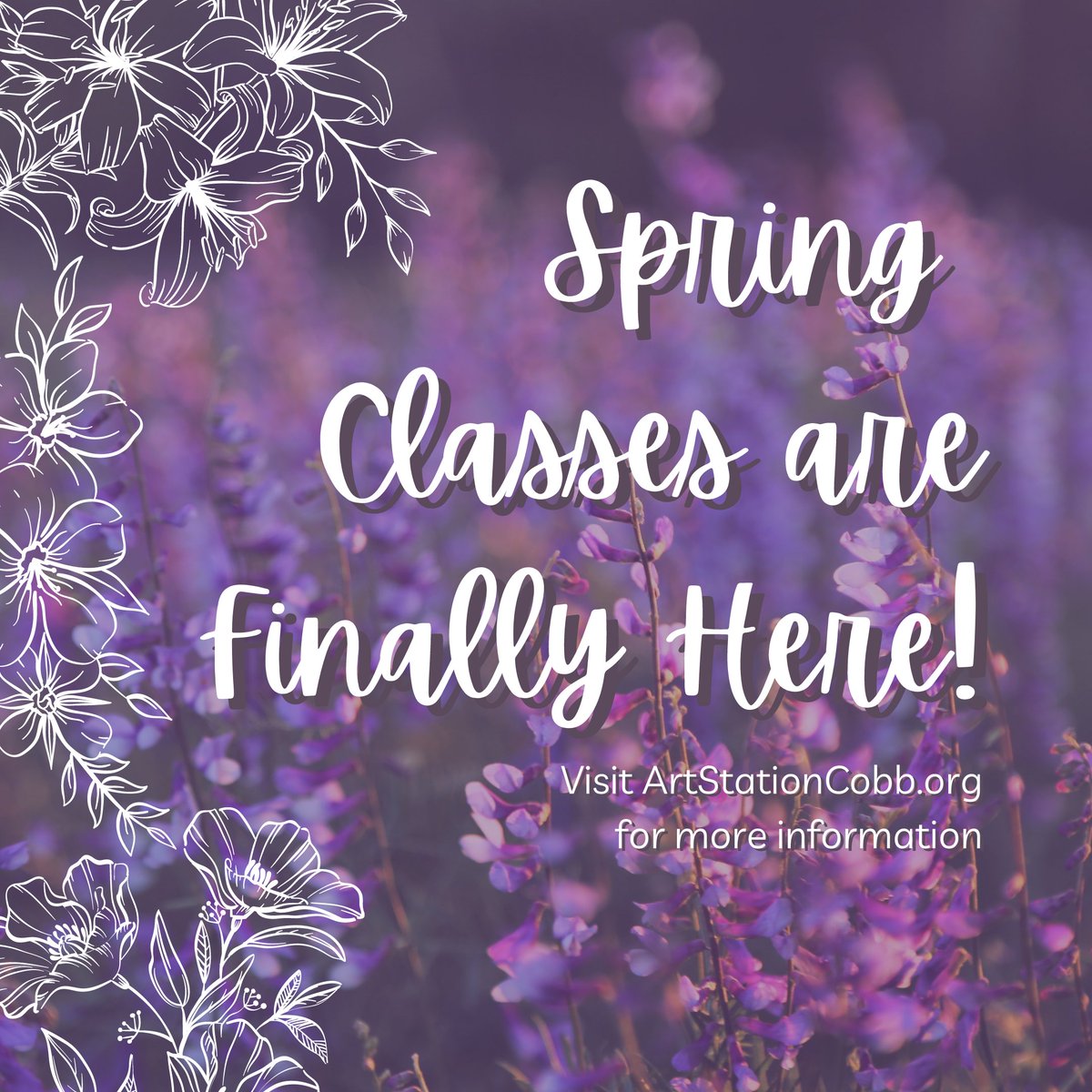 ArtStationCobb's tweet photo. We are excited to announce our newest set to spring classes! Visit https://t.co/XmdtvQ3Bkb to view the full catalog and sign up today!
#artclasses #springartclasses #cobbparks #cobbculturaffairs #springart https://t.co/Y9zOCEqHyE